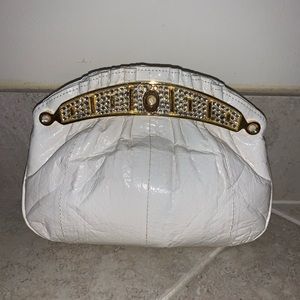 VINTAGE White SNAKESKIN Clutch